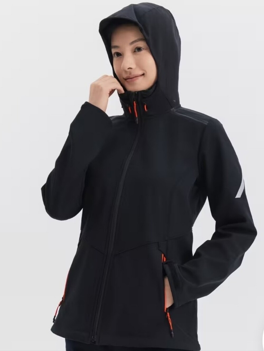 TRIBORG Women's Windbreaker Softshell Sailing Hooded Jacket 500 - Black. Size M
